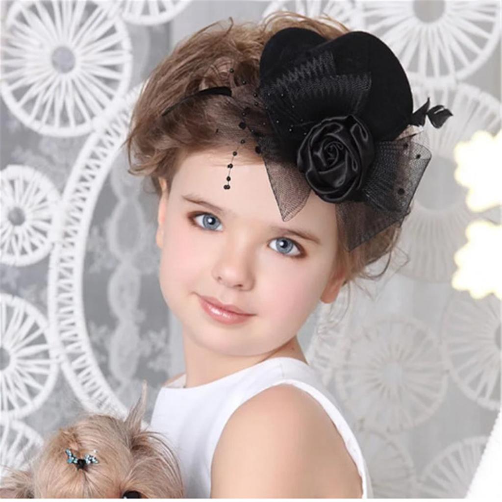 Vintage Bridal Hair Clip with Yarn Decor Top Hat Shape Stage Performances Hairpin Vintage Hair Clip for Taking Photo