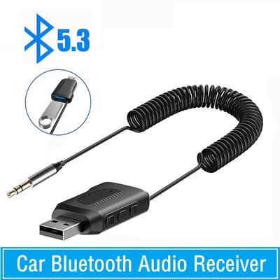 USB-Disk AUX Car Bluetooth Receiver 5.3 Stereo Wireless USB Dongle To 3.5mm Jack AUX Audio Music Adapter Mic Handsfree Call