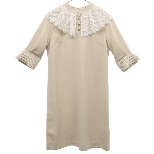 Lily Brown Pleated Lace Collar Dress F Beige Lily Brown LWFO211045 Women s [Used] [230531]