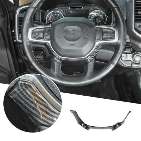 Carbon Fiber Steering Wheel Frame Cover Trim Accessories For Dodge Ram 1500 18+