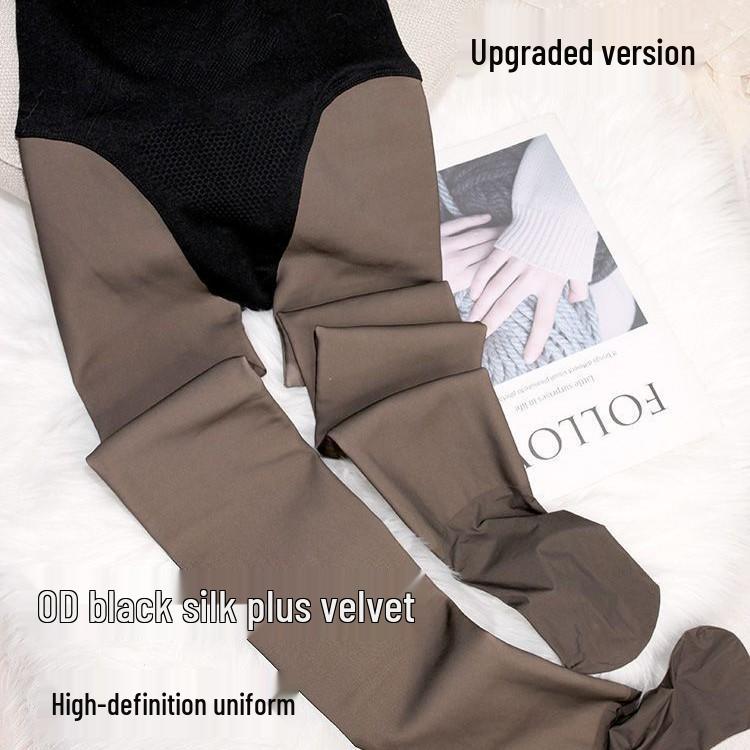 Upgraded High-Waist Seamless Sheer Black Fleece-Lined Leggings