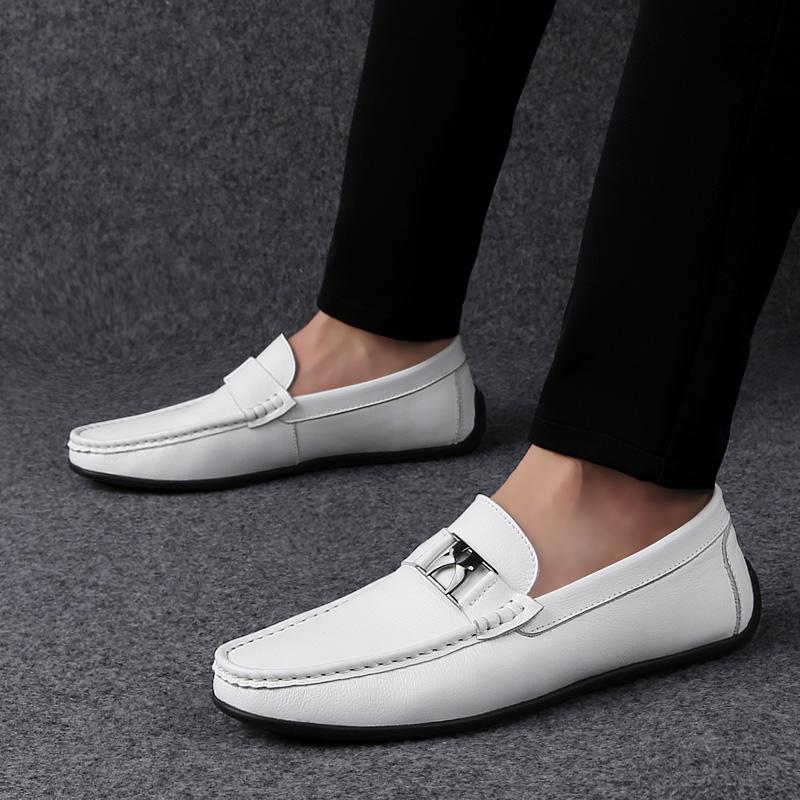 Fashion Fashion Brand Classic Black Business Casual Bean Shoes 2025 High-quality Men's Comfortable Top Layer Cowhide Soft Soled Loafers