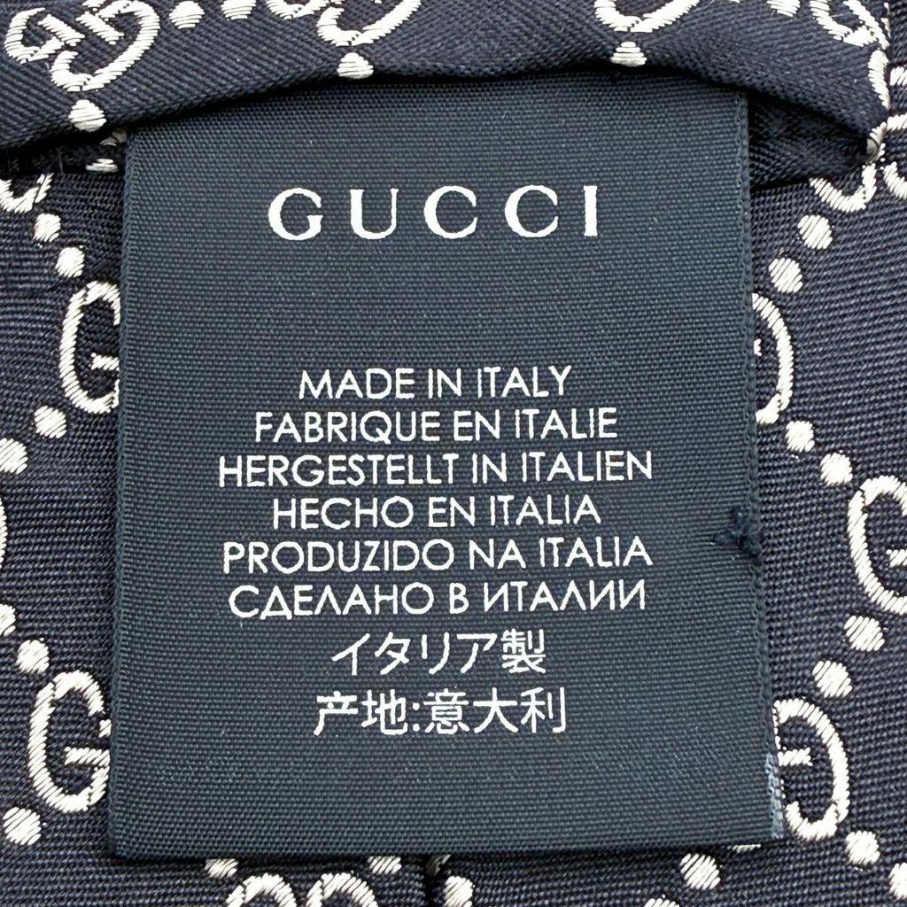 Used GUCCI Gucci Tie Black GG Signature Embroidery White Tag