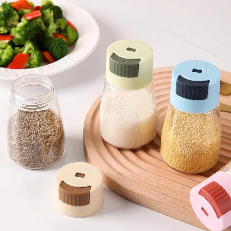 Quantitative Salzstreuer Gewürzflasche Vorratsglas Haushalt Küche Salzdose Mengenkontrolle Artefakt Gewürzbox Gewürzstreuer Set Salz-Kontrollflasche