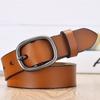 Womens Genuine Leather Belt With Pin Buckle Slim Width Business Casual Waistband Office Everyday Wear