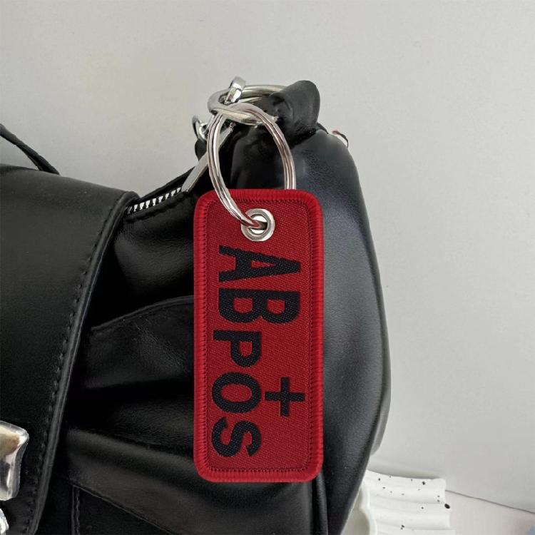 Creative Blood Type Keychain Fashionable Keyring Gift for Friend and Family Embroidered Key Holder Bag Accessories