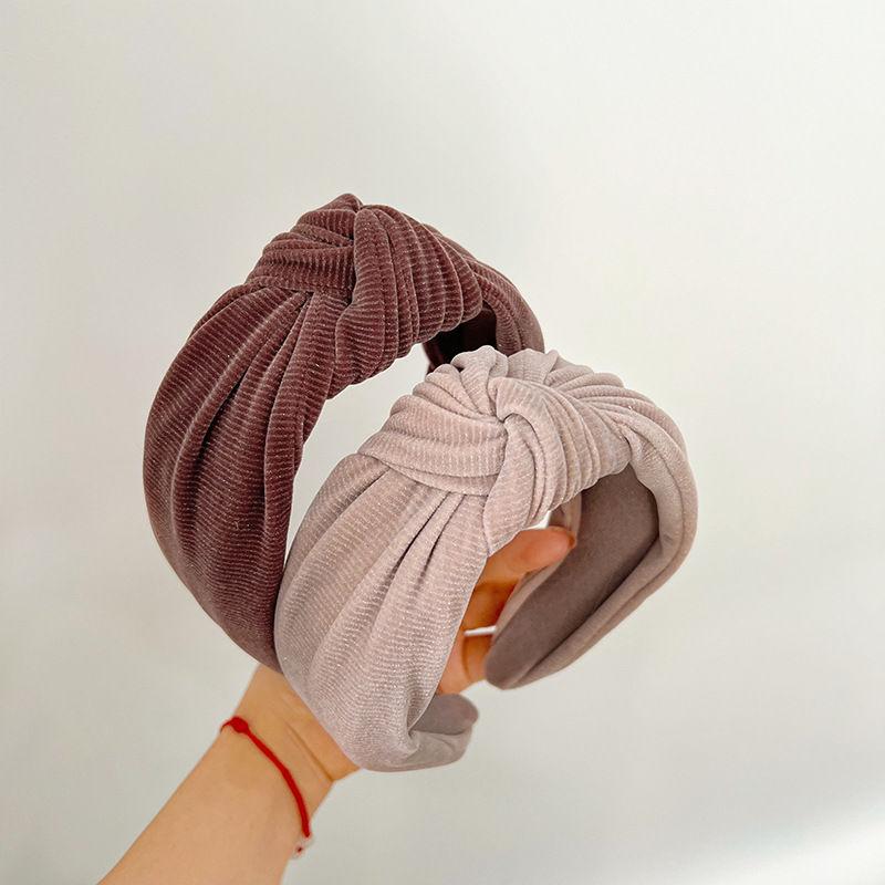 Fashion Hair Accessory Color Headband Headdress Corduroy Solid Fabric Knotted