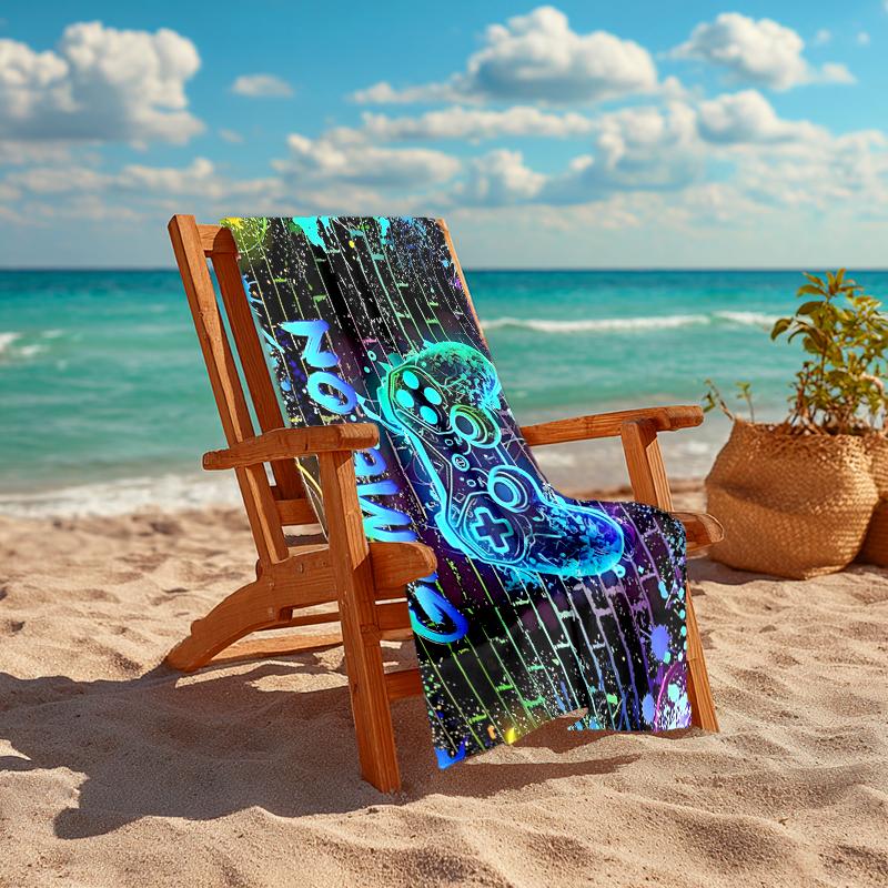 Ultra-Soft Beach Towel with Game Controller Theme,Ideal for Pool - Camping, Diving - Perfect Travel Essential, Vibrant Beach Towel.