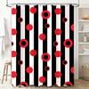 Red White Round Dot Striped Shower Curtain for Bathroom Decor Modern Waterproof Fabric, Customizable Size Available on AliExpres