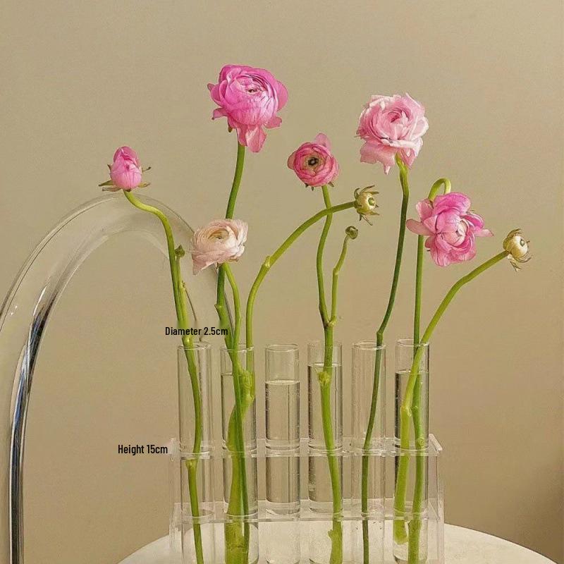 Glass Test Tube Vase – Creative Transparent Hydroponic Flower Stand for Balcony Ornaments