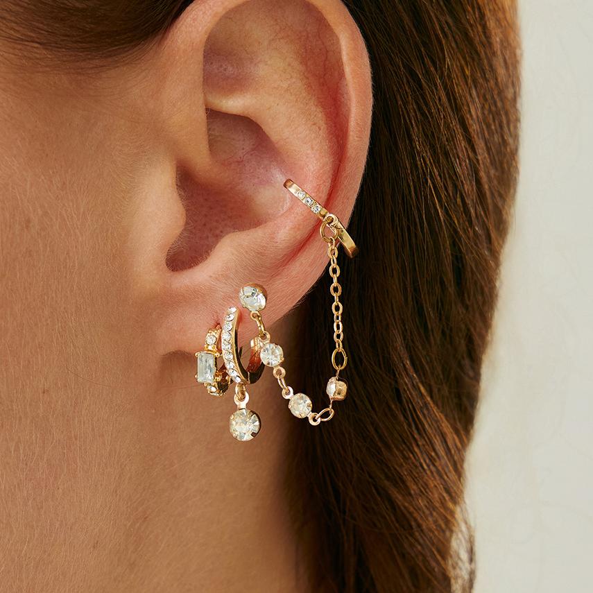 

Exquisite Crystal Tassel Hoop Earrings for Women Luxury Zircon Inlaid Earring Pendant Long Chain Fashion Ear Zircon Accessories