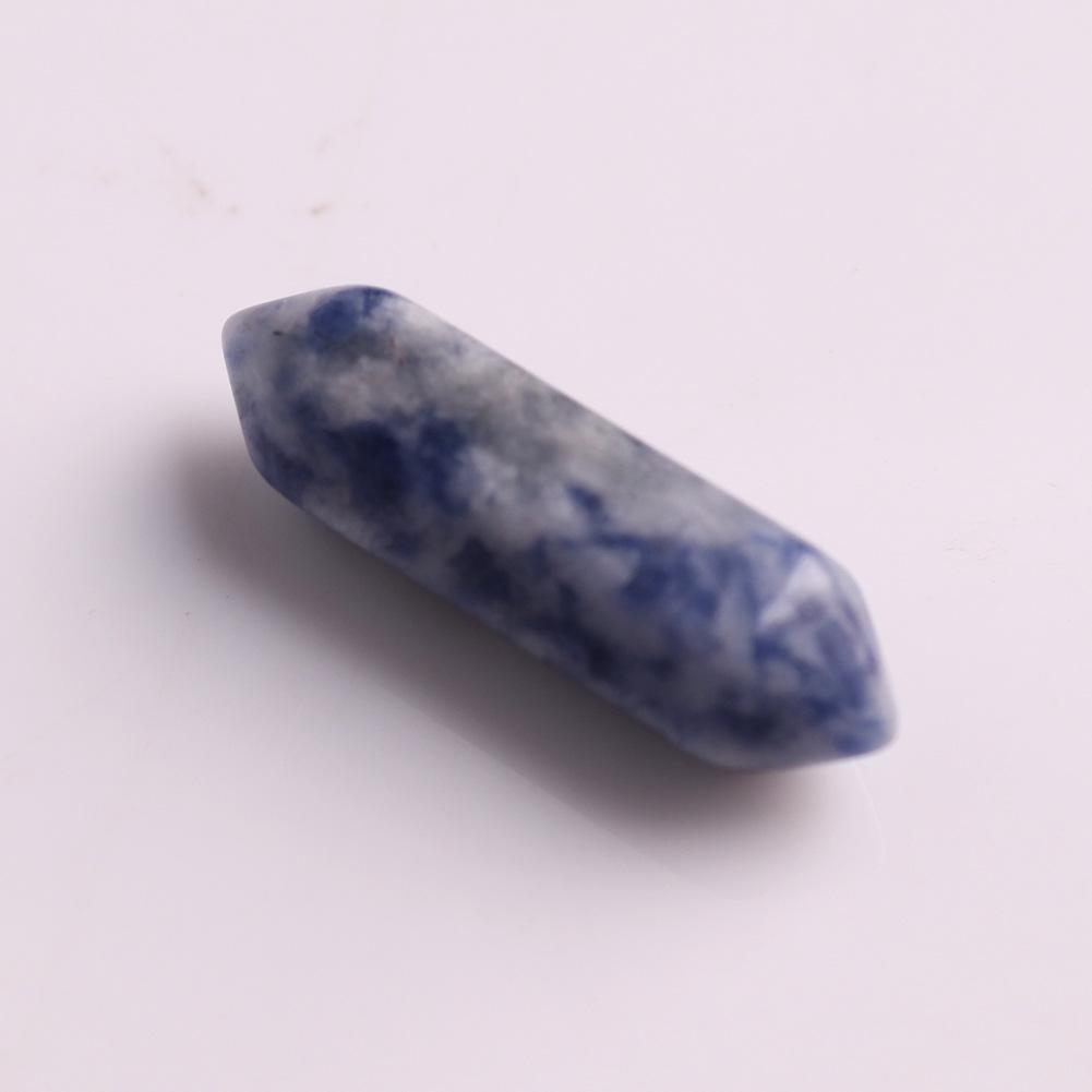 32x8mm Natural Stone Crystal Double Pointed Hexagonal Column Pendant Necklace
