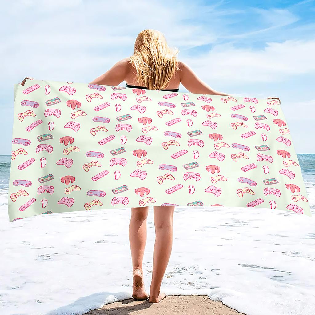 Gamepad Teens Boys Beach Towel,Modern Abstract Sandless Gamer Gaming Microfiber  Towel, Extra Large Adult  Towel