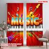 2pcs 2D Flat Printing Curtain Music Keyboard Guitar Notes Fabric Without Electricity All Season Party & Holiday Decor Perfect