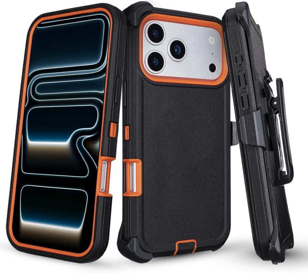 Heavy Duty Hybrid 3IN1 Ott Defender Case For iPhone 17 16 15 14 Plus 13 12 Pro Max Air 17e 16e Shockproof PC Cover With Clip