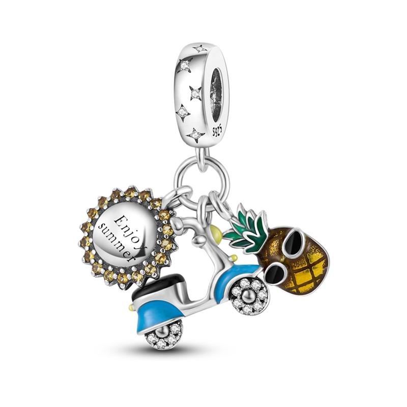 Copper Car Bicycle Series Charms Beads Pendants Fit Original Bracelet Diy For Women Jewelry Gift