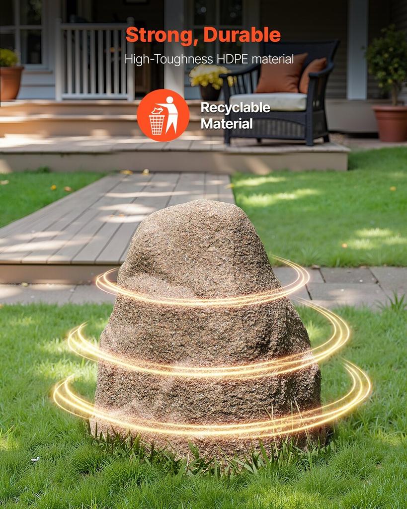 Faux Rock Cover, Outdoor Fake Rock Well Pump Cover, Realistic Natural Texture, Lightweight & Weather-Resistant Artificial Boulder for Landscaping