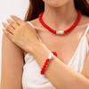 Boho Beaded Jewelry Set Irregular Imitation Pearl Charm Necklace Bracelet for Summer Beach Vacation Accessory