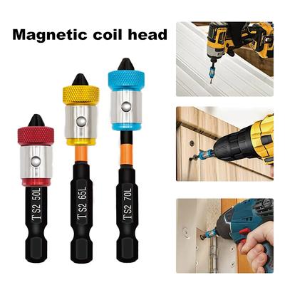 S2 Magnetic Extended Cross Screwdriver Head Universal 1/4 Batch Head Magnetic Coil Position Magnetizer Power Tool Accessory Set