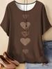 Vintage Sommer Damen T-Shirt Herzförmiger Aufdruck Locker Lässig Große Größen Kurzarm Rundhals T-Shirts 2026 Y2k Damenbekleidung