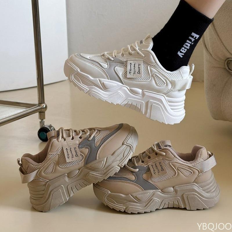 Fashion Women's Spring Autumn New Casual Comfortable Thick Soled Sports Shoes Fashionable Mesh  Versatile Shoes Breathable Sneakers