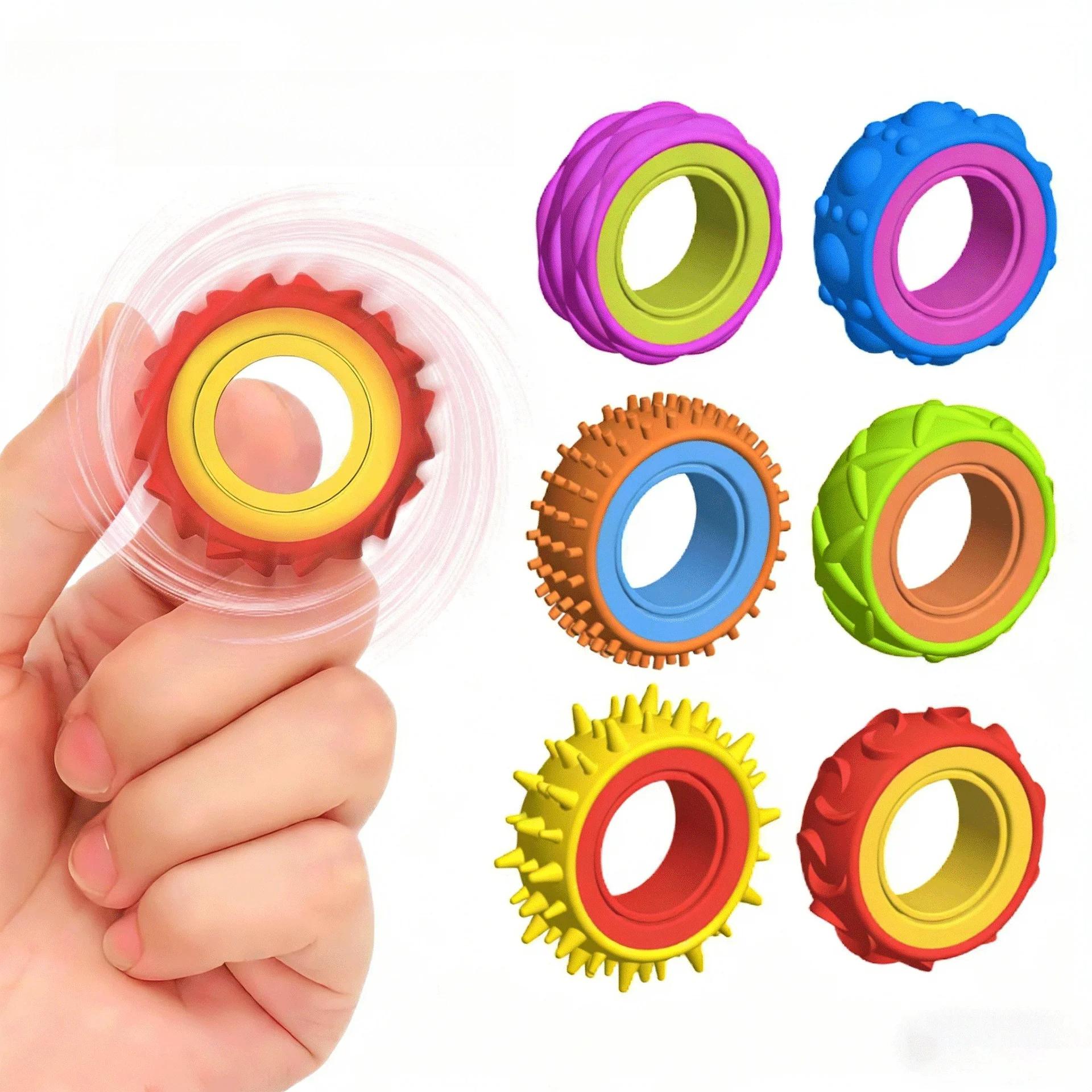 Nieuwe Siliconen Sensorische Roterende Fidget Ring Stressverlichting Draaiend Fidget Speelgoed voor Volwassenen Anti-Angst Autisme ADHD Stil