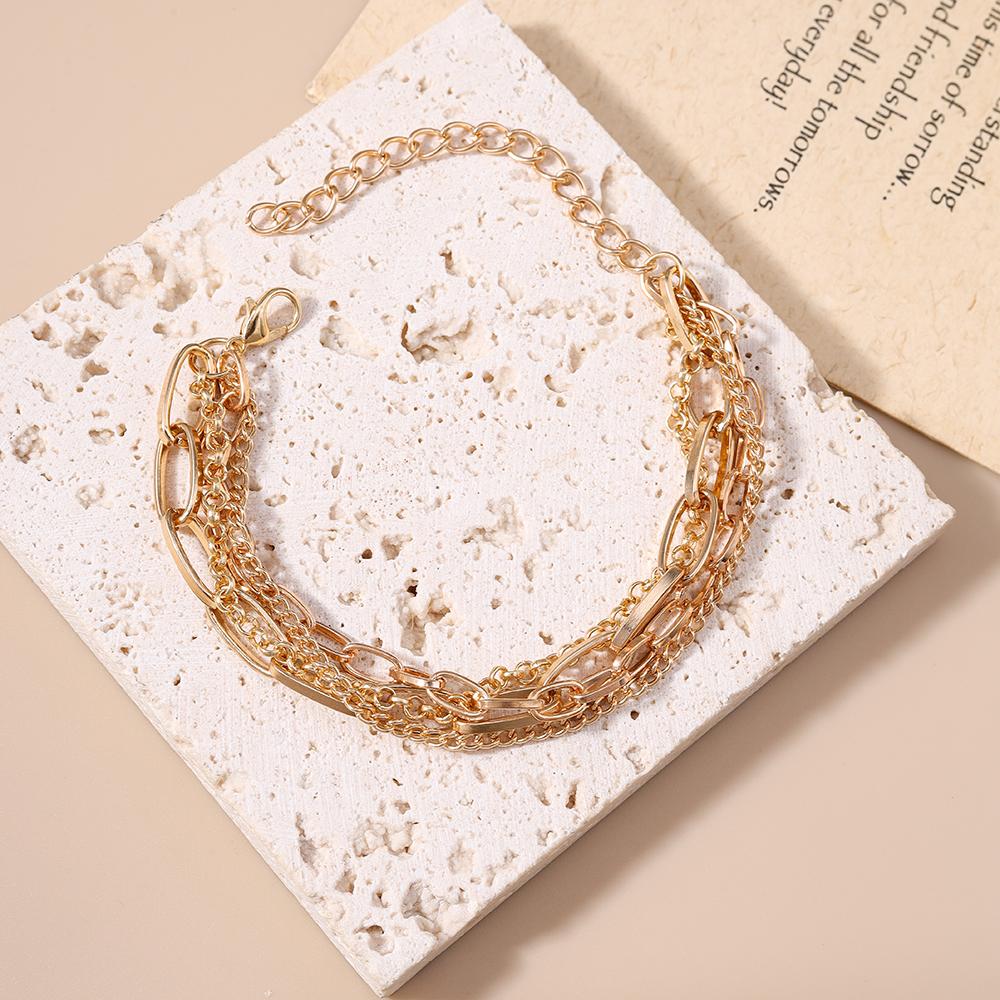 Classic Gold Color Chain Bracelet Multilayer Hip Hop Punk Bracelet Women Men Jewelry Gifts