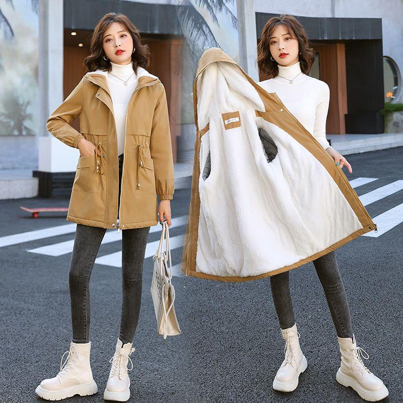 New Winter  Women's Soft Thickened Fleece Lined Parka Coat Lightweight Hooded Jacket with Pockets Coats Warm Outwear