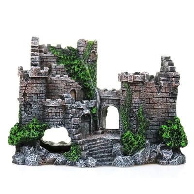 Saki Masa Aquarium Tank Schloss Realistisches Versteckmodell Alte Burg Dekoration für Tropische Schildkröten & Objekt, Ruinen, Figur im europäischen Stil, Ornament,