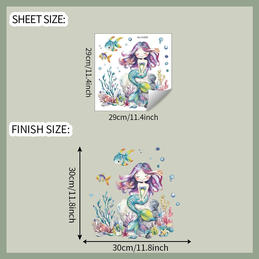 Cartoon Mermaid Coral Seaweed Bathroom Toilet Toilet Stickers for Home Beautification and Decoration