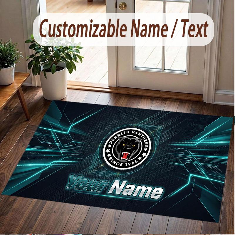 Custom Rug Penrith Panthers Pattern Print Name Text Soft Non‑Slip Floor Carpet for Home Indoor Decoration