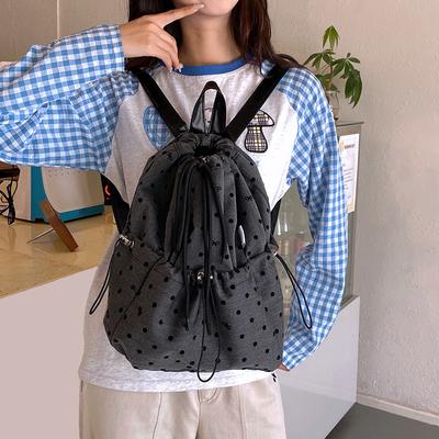 Modischer Polka-Dot Rucksack mit Kordelzug Neuer Trendiger Lässiger Leichter Vielseitiger Rucksack Für Mittelschüler