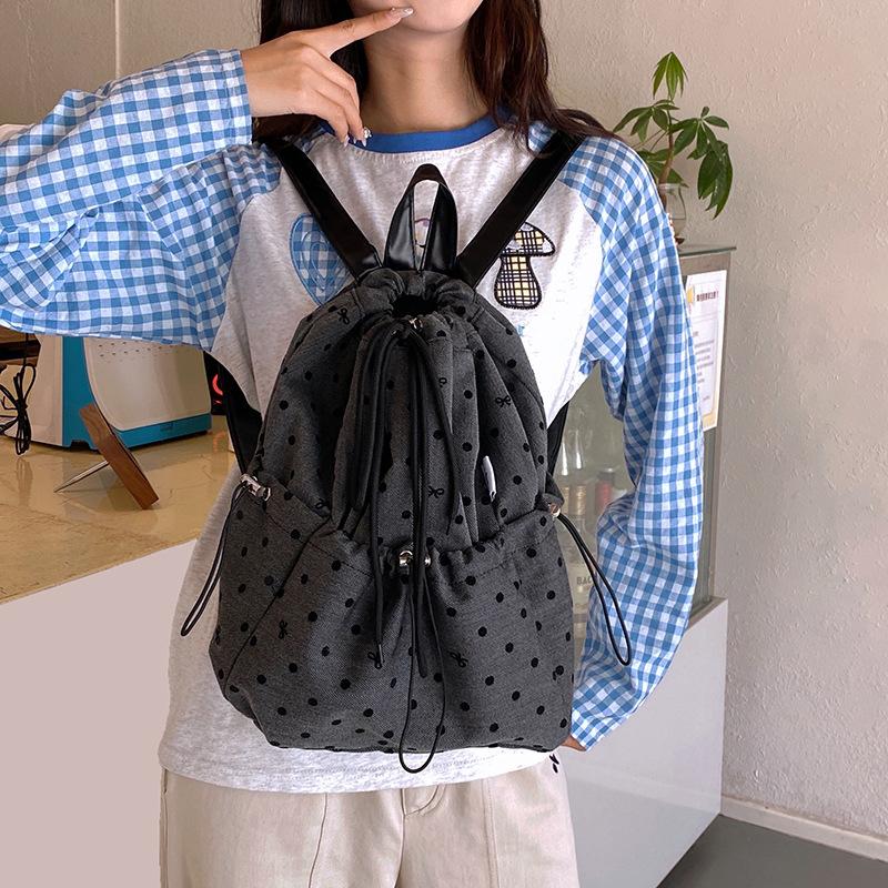 Fashionable Polka Dot Drawstring Backpack New Trendy Casual Lightweight Versatile Backpack For Middle School Students