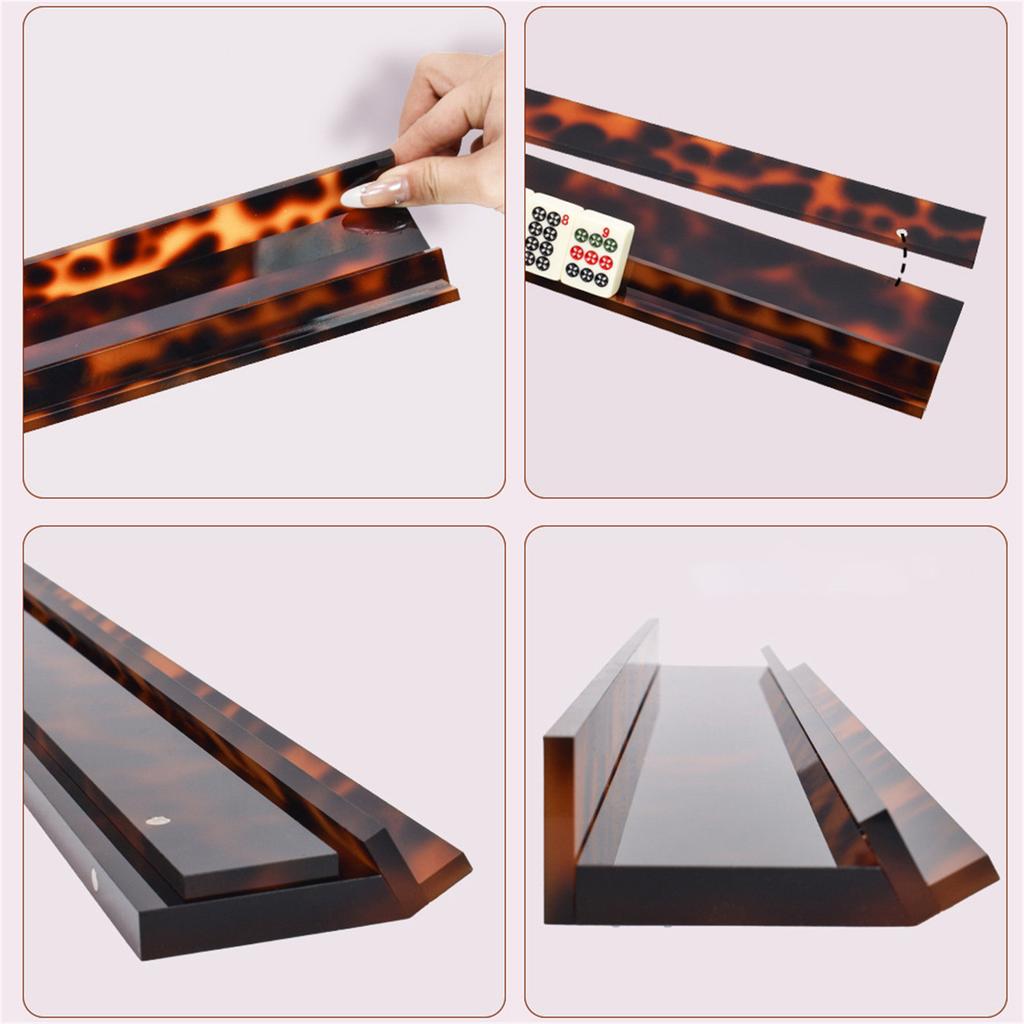 Acrylic Mahjong Ruler Tortoisesshell Rack & Pusher Set Mahjong for American Mahjong Accessories