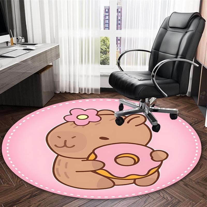 1pc Capybara Carpet, Round Rug, Comfortable, Suitable for Entryways, Living Rooms, Office, And Bedrooms, Christmas Decoration