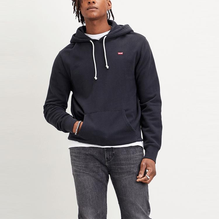 Levis Embroidered Logo Print Hoodie Men Tops Black 34581-0001
