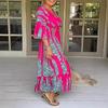 Summer Fashion V-neck Dress Women's Printed Dress Fashionable and Elegant Dress