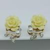 Korean Fashion Zircon Exaggerated Earrings New Style Korean Women Ol Pink Rose Imitation Pearl Crystal Earrings Wholesale