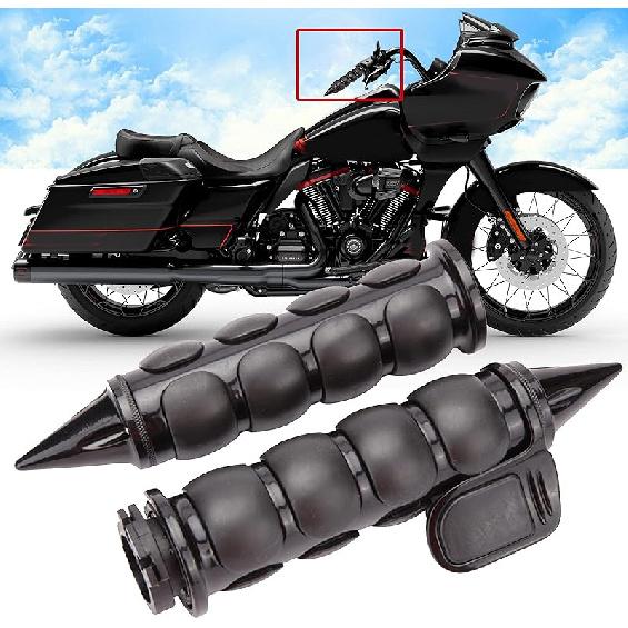 Black 1 Motorcycle Handlebar Hand Grips w/Throttle Compatible with Sportster 883 Street Bike Dirt Bike Cruiser and Chopper (Black Flat Angle) чёрный