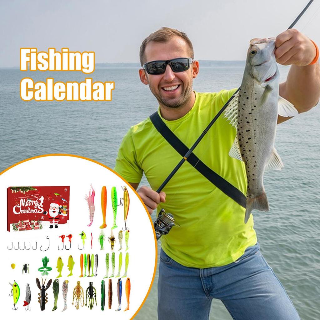 Christmas Countdown Advent Fishing Christmas Fishing Lure 24 Days Countdown Calendar Tackle Bait Lures Saltwater Freshwater Gear