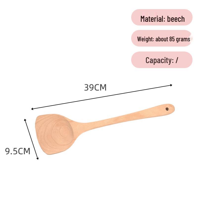 Japanese Beech Wood Spatula: Unpainted, Unwaxed, Non-stick, Long Handle