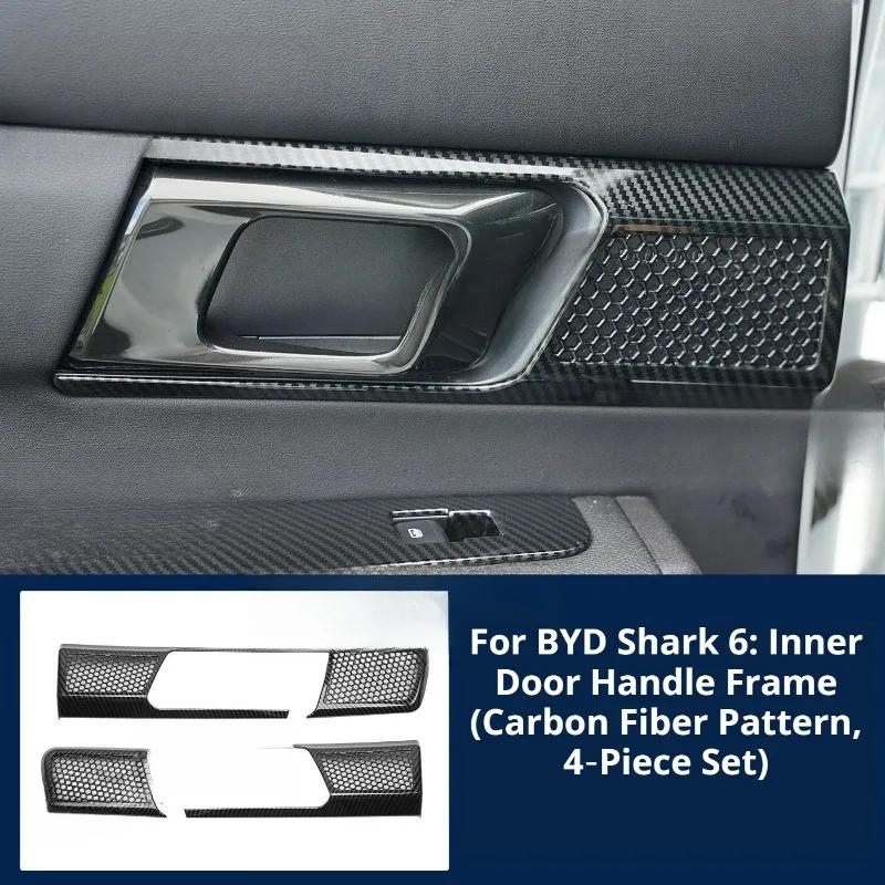 For BYD Shark 6, Carbon Fiber Pattern Center Console Gear Shift Frame Trim, Interior Anti‑Scratch Decorative Protective