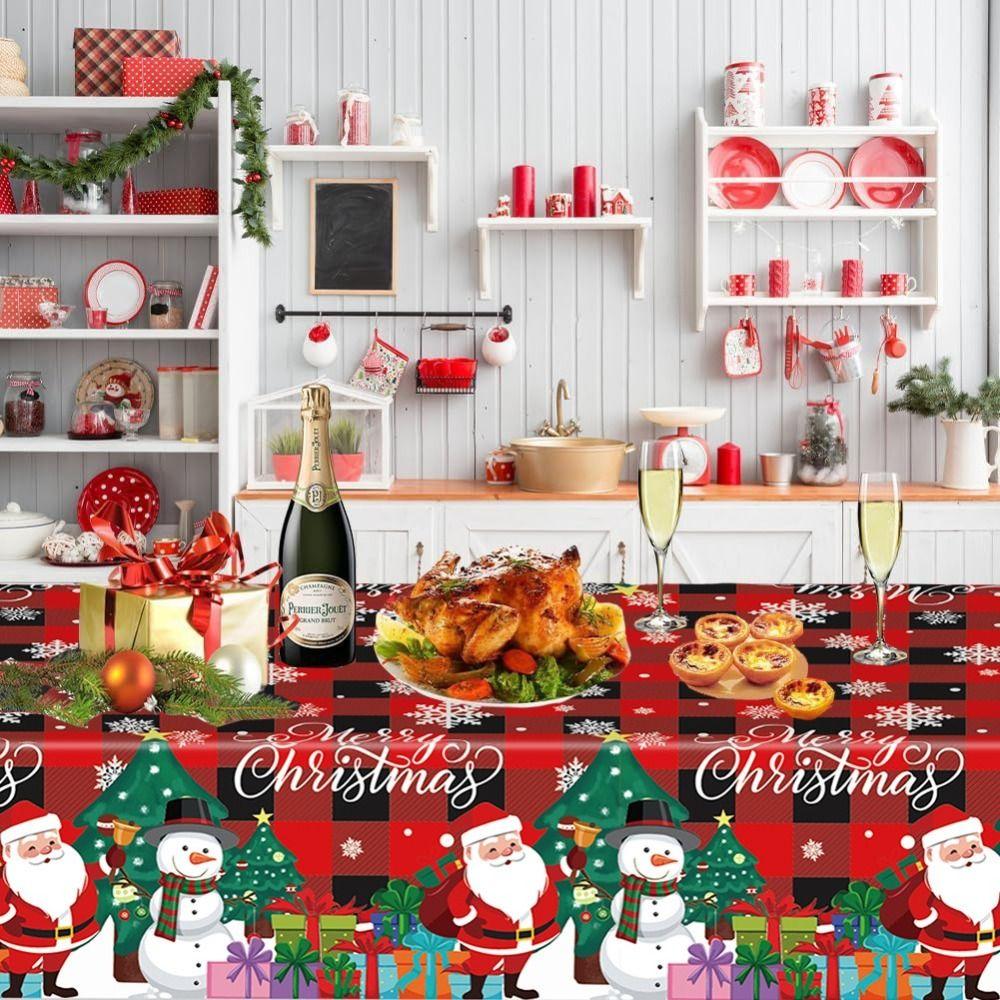 Plastic Disposable Tablecloths Disposable Table Cover Christmas Tablecloth  New Year Party