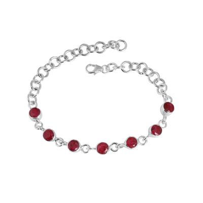 Rubin Silber Armband, 925 Sterlingsilber Handgefertigter Schmuck, Silber Damenarmband, Statement-Schmuck, Geschenk für Sie Ab0549