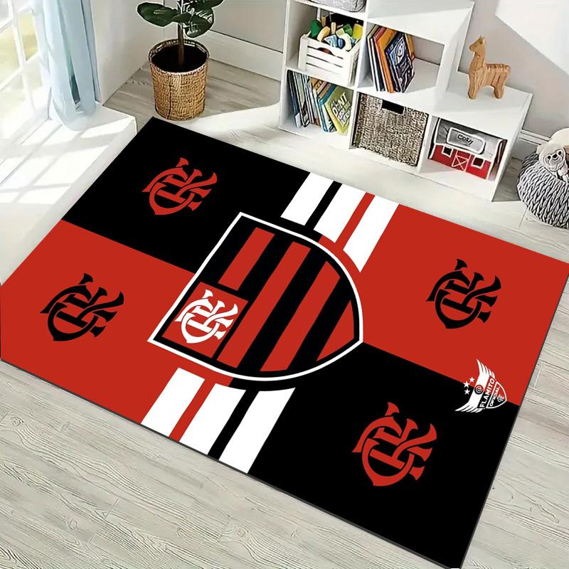 Flamengo Club Crest Red Black Print Area Rug Brazil Soccer Non‑Slip Rectangular Floor Mat Football Fan Bedroom Gaming Room Home Decor Rug
