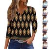 Women's Fashion Casual Seven Split Sleeve Burst Vintage Floral Print Pullover Top