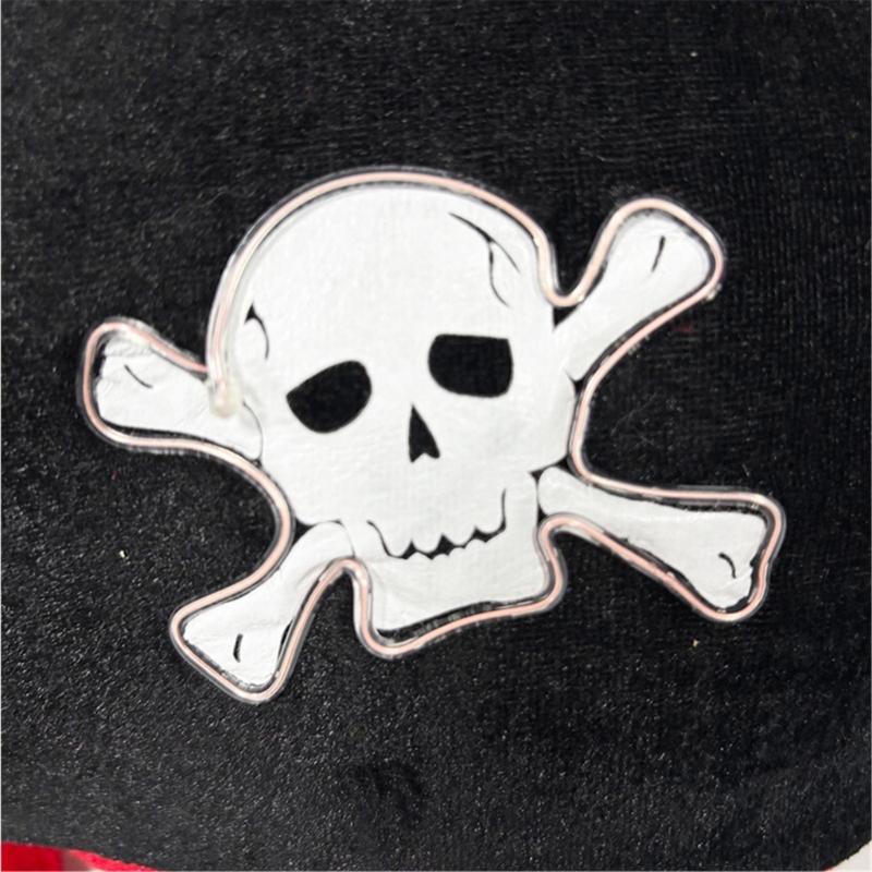 Adult Pirate Hat LED Skull Pirate Hat Pirate Costume Accessories for Adult Teens Masquerade Halloween Role Play Parties