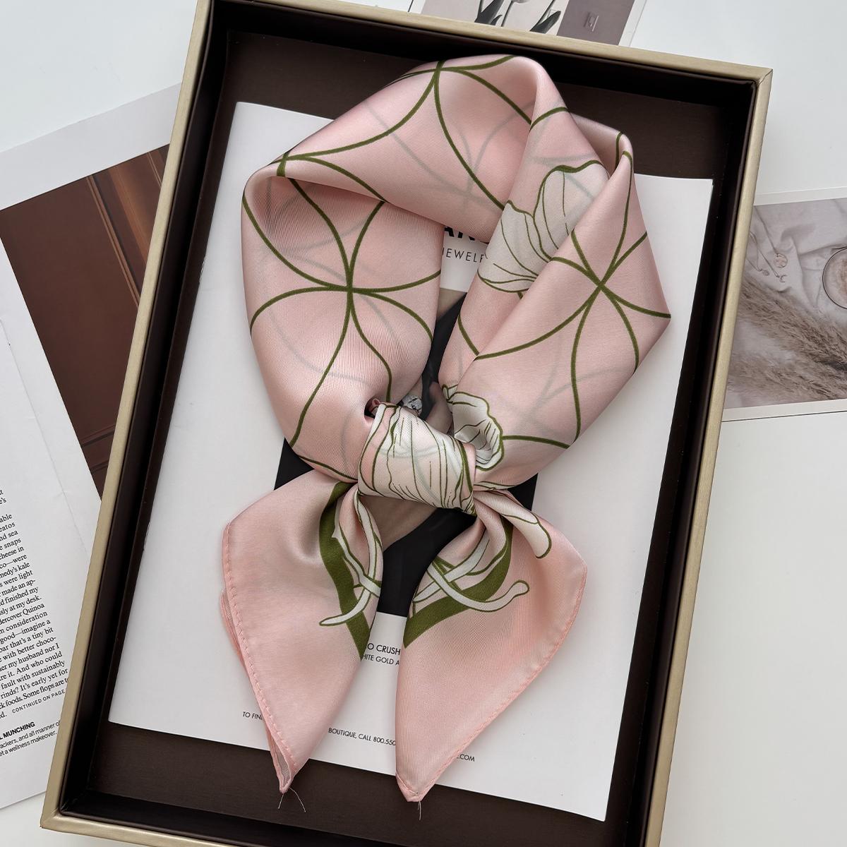 

70cm Scarf Soft Satin Women Summer Shawls And Wrap Hijab Scarves Femme Pashmina Echarpe Designer Beach Stole Bandana 70x70CM