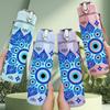1PC Evil Eye Blue Mandala Amulet Art 750ml Color Plastic Sports Water Bottle Leakproof Flip Straw Lid Suitable for Sports Office Home Use