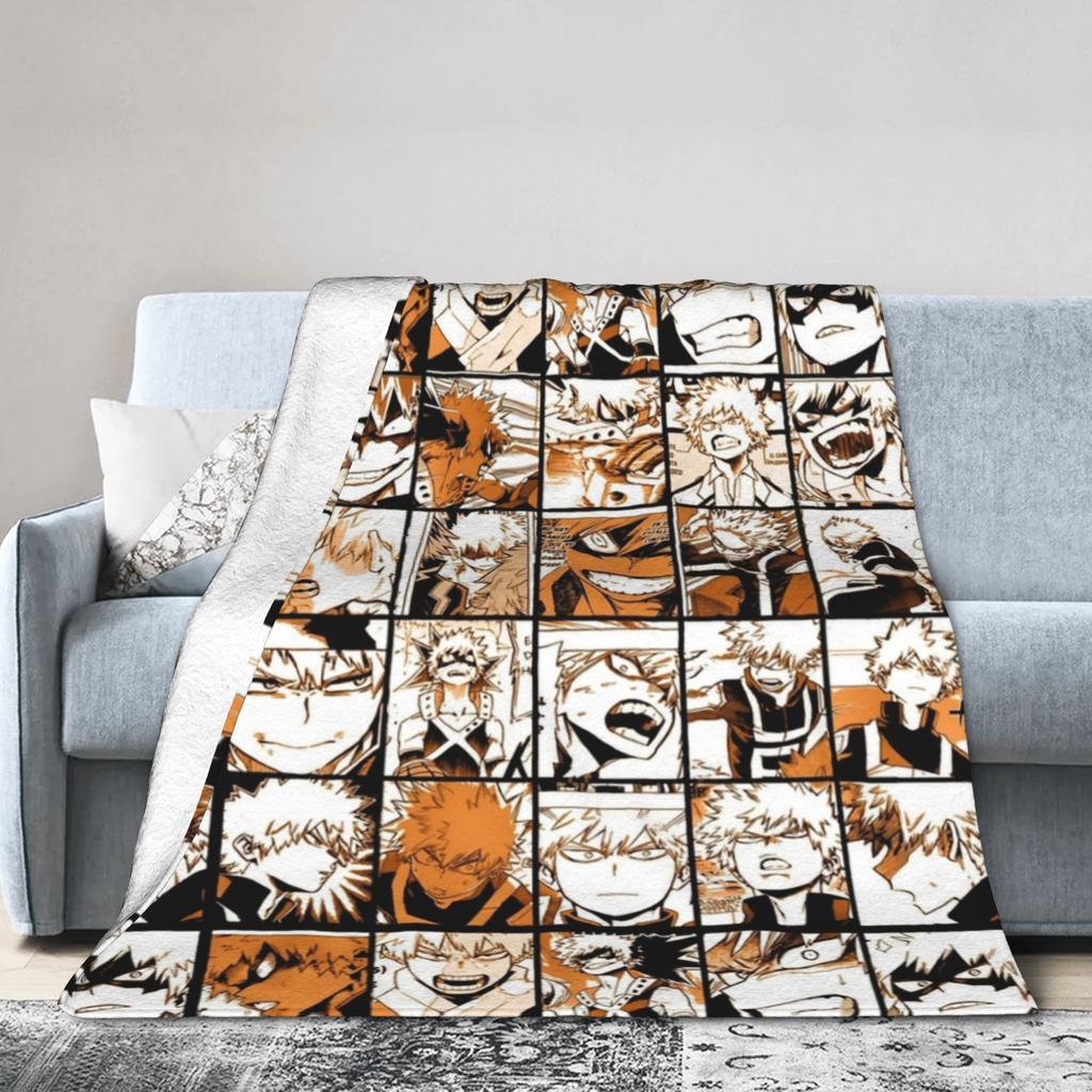 Uraraka Ochako Collage Knitted Blankets Academy Anime Manga Throw Blankets Summer Air Conditioning Ultra-Soft Warm Bedspreads